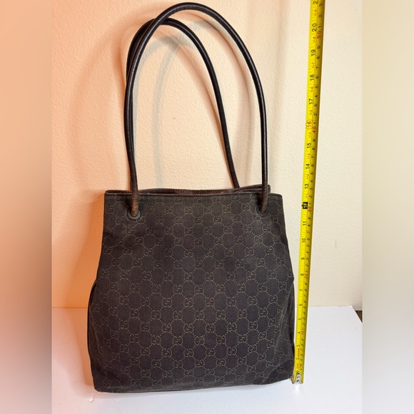 GUCCI GG Monogram Canvas Tote Bag Brown Vintage - Picture 3 of 12